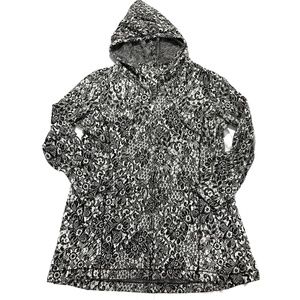 Soma Black and White Floral Zip up Hoodie Medium